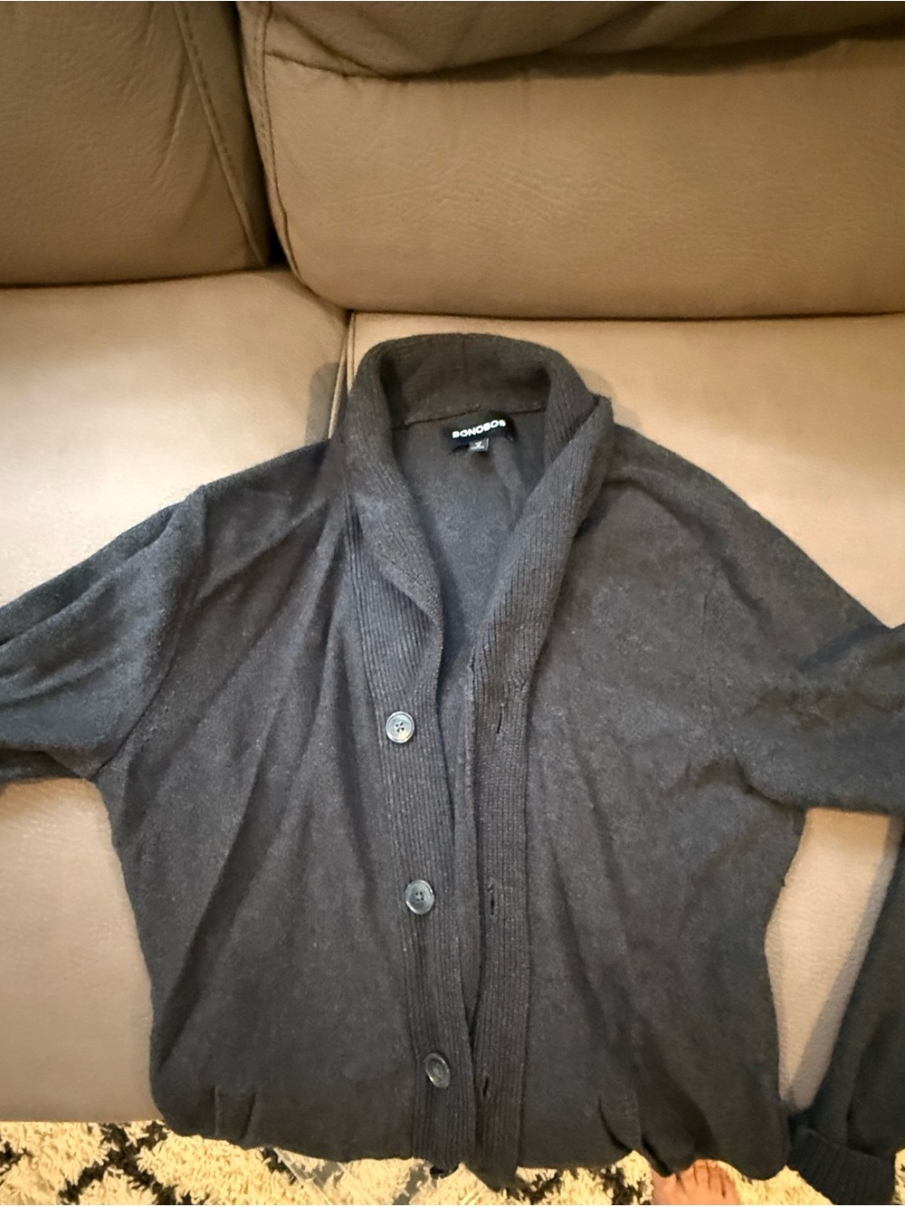 Bonobos Dark Gray Shawl Collar Button-Up Cardigan